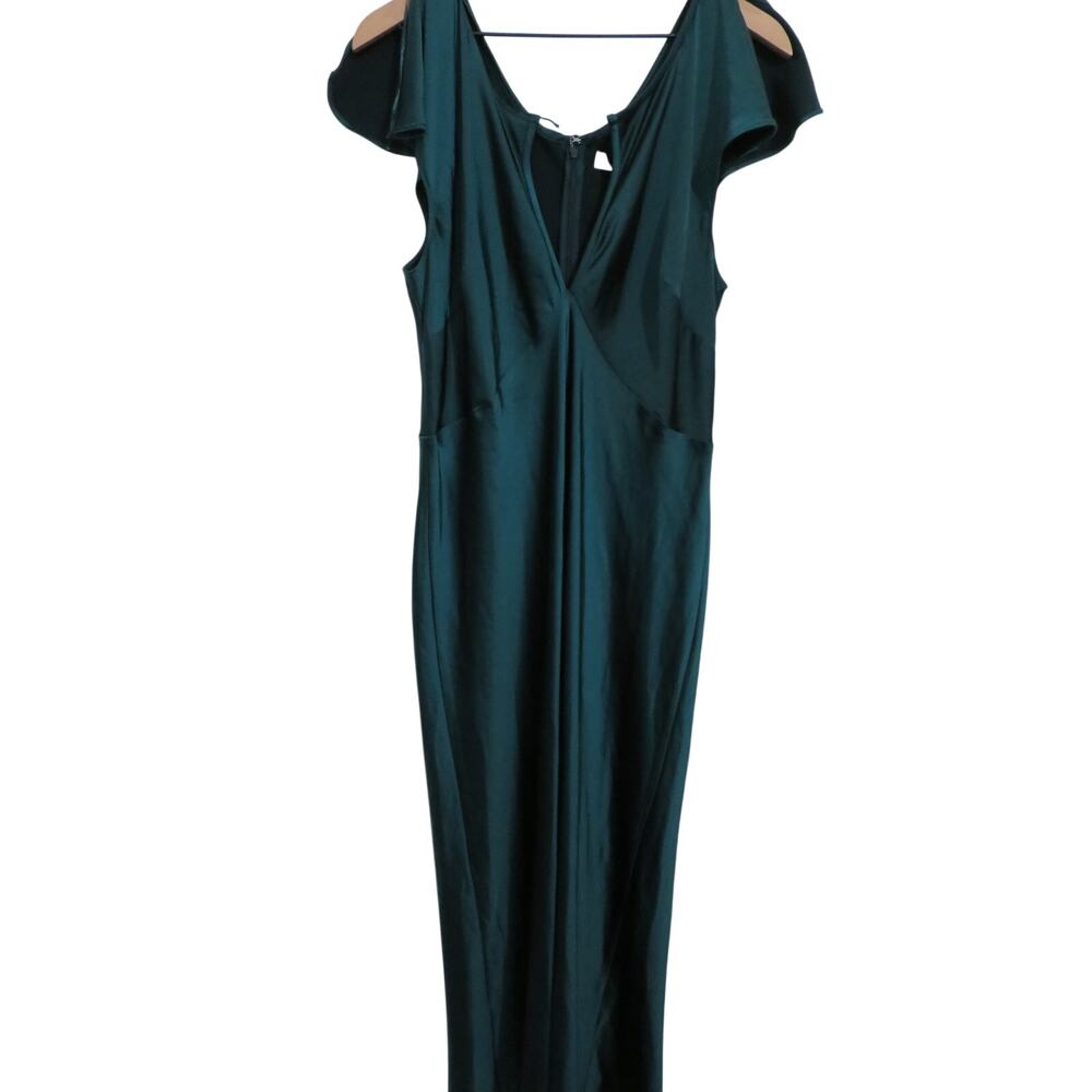 The Occasion Old Navy Sz L Jet Stream Satin Flutter Sleeve Maxi Dress Elegant
